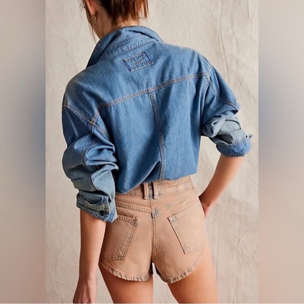 We The Free Prince Street Denim Shorts Size 26 Orange Tone Fall Outfits A1 - Picture 2 of 7